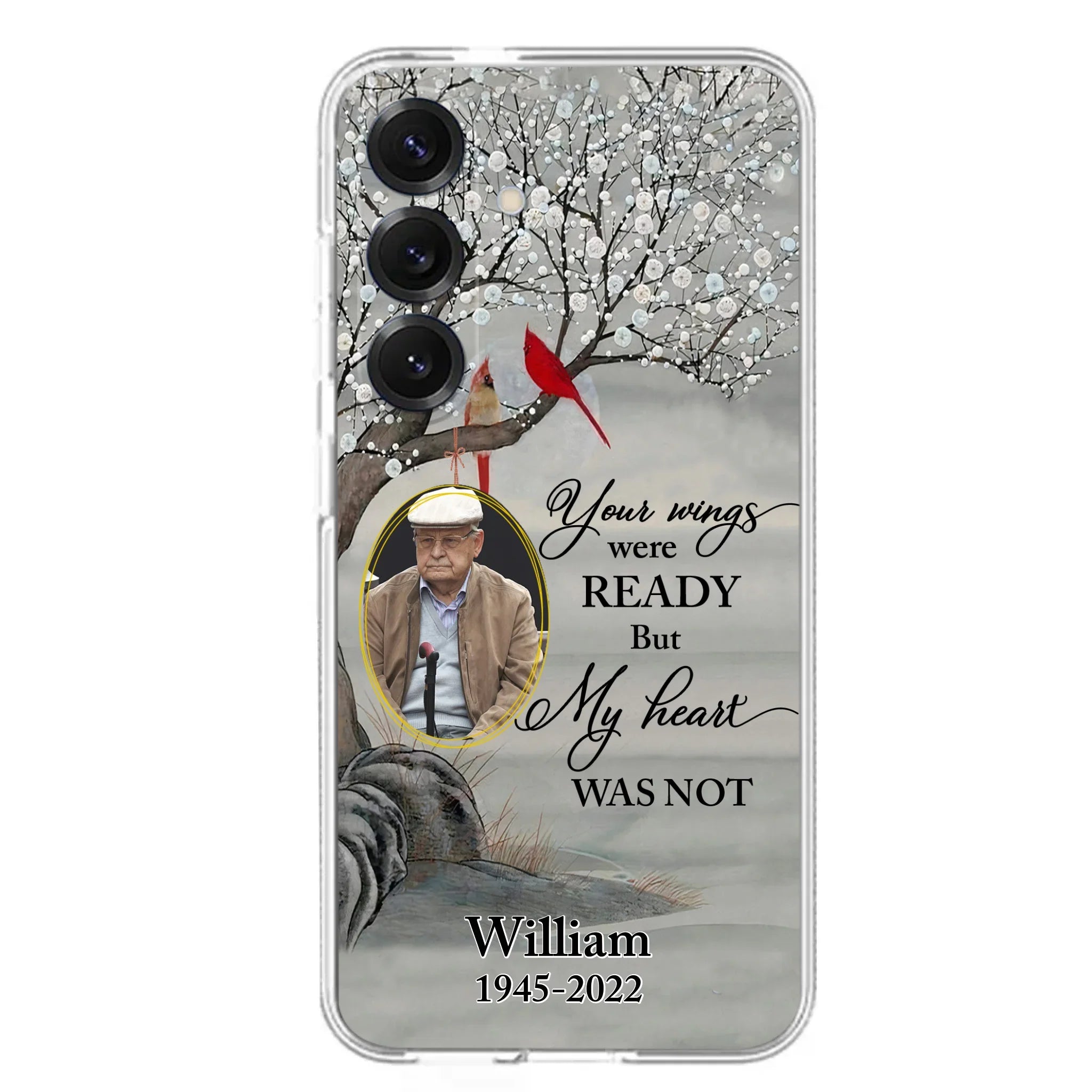 Custom Personalized Cardinal Memorial Phone Case for iPhone/ Samsung - Custom Photo - Your Wings Were Ready But My Heart Was Not