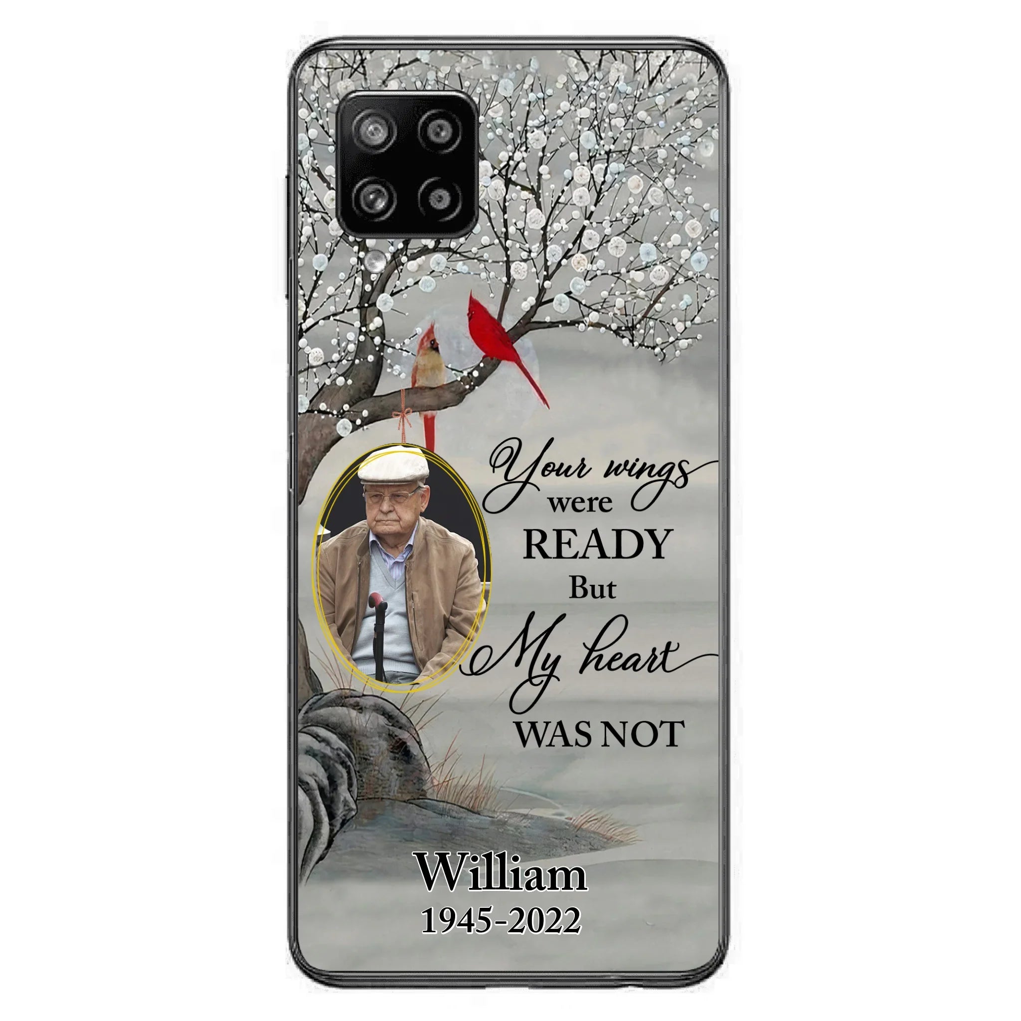 Custom Personalized Cardinal Memorial Phone Case for iPhone/ Samsung - Custom Photo - Your Wings Were Ready But My Heart Was Not