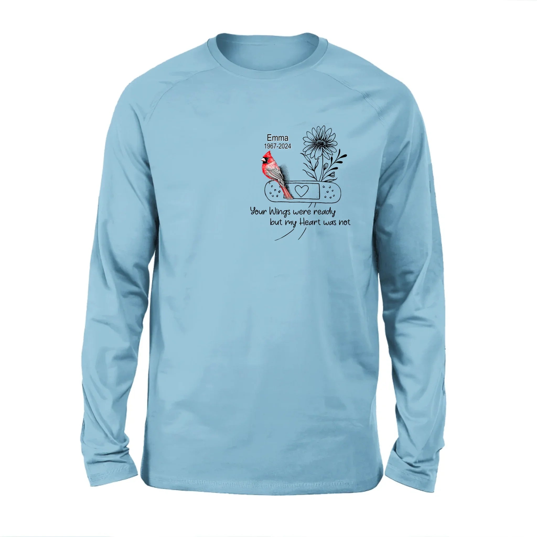 Personalized Memorial Cardinal Unisex T-shirt/Long Sleeve/Sweatshirt/Hoodie - Memorial Gift Idea - Your Wings Were Ready But My Heart Was Not