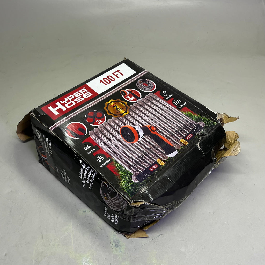 HYPER HOSE Metal Garden Hose Kit No-Kink 316 Stainless Steel Leak Proof 100'