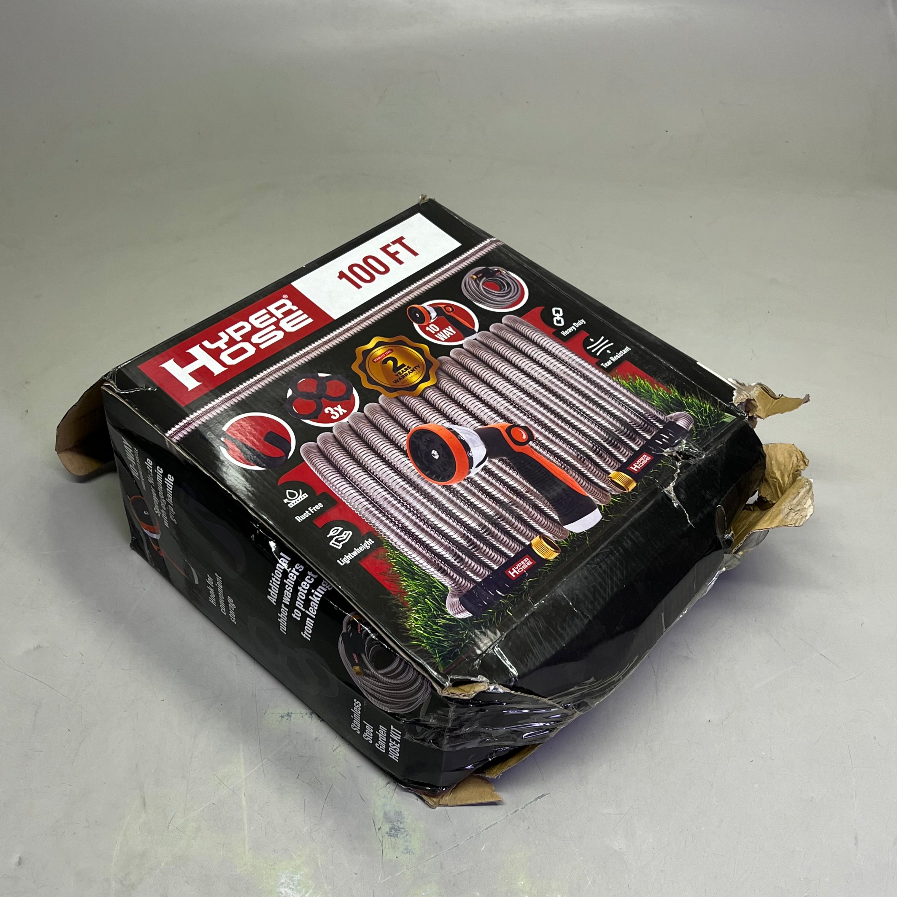 HYPER HOSE Metal Garden Hose Kit No-Kink 316 Stainless Steel Leak Proof 100'