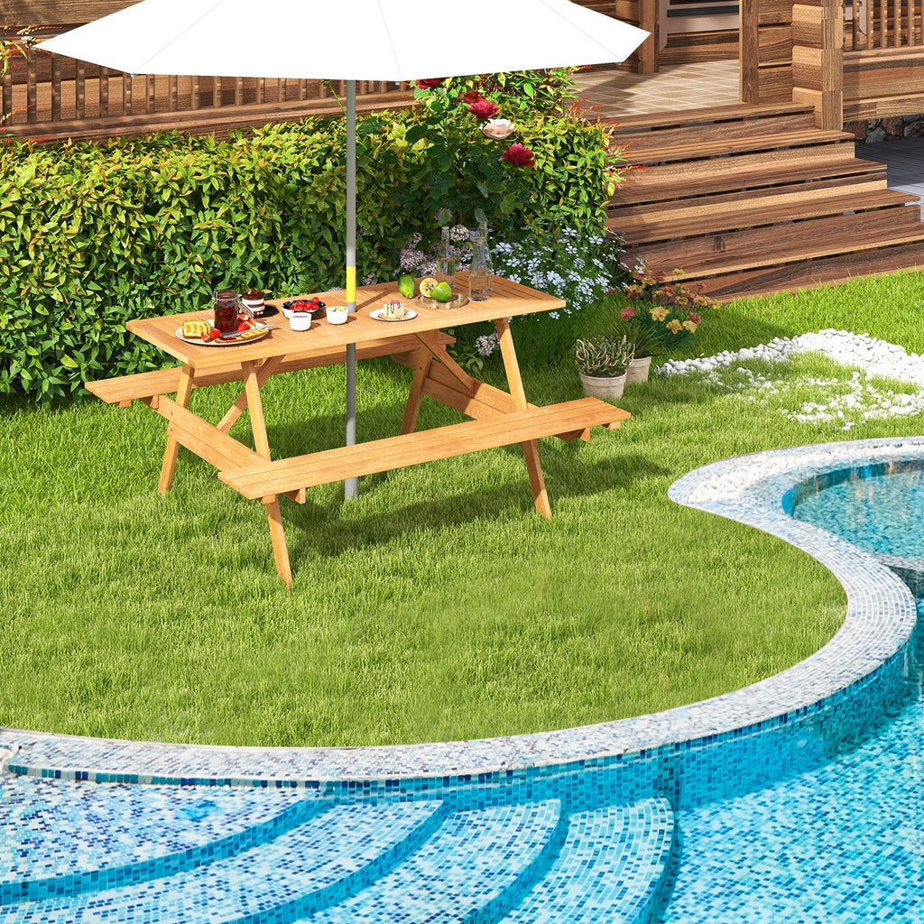 2-Person Outdoor Garden Bench with Solid Wooden Frame for Backyard