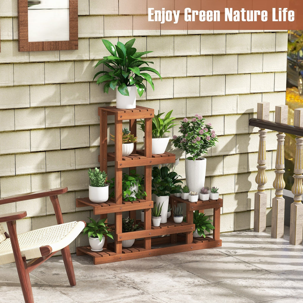 8-tier Vertical Raised Garden Bed Wood Elevated Planter Box with Legs
