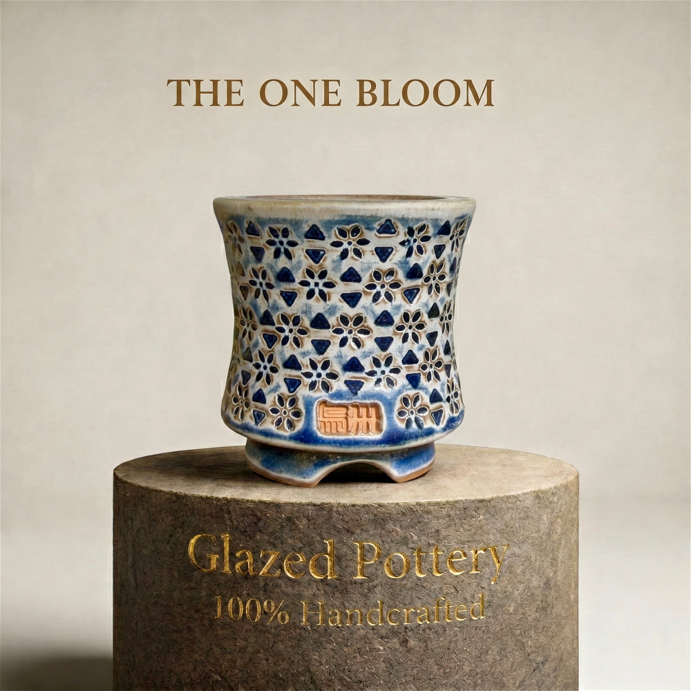 WS-0042 Handmade Artisan Pottery Planter Pot - Pot rim diameter: 1.8"