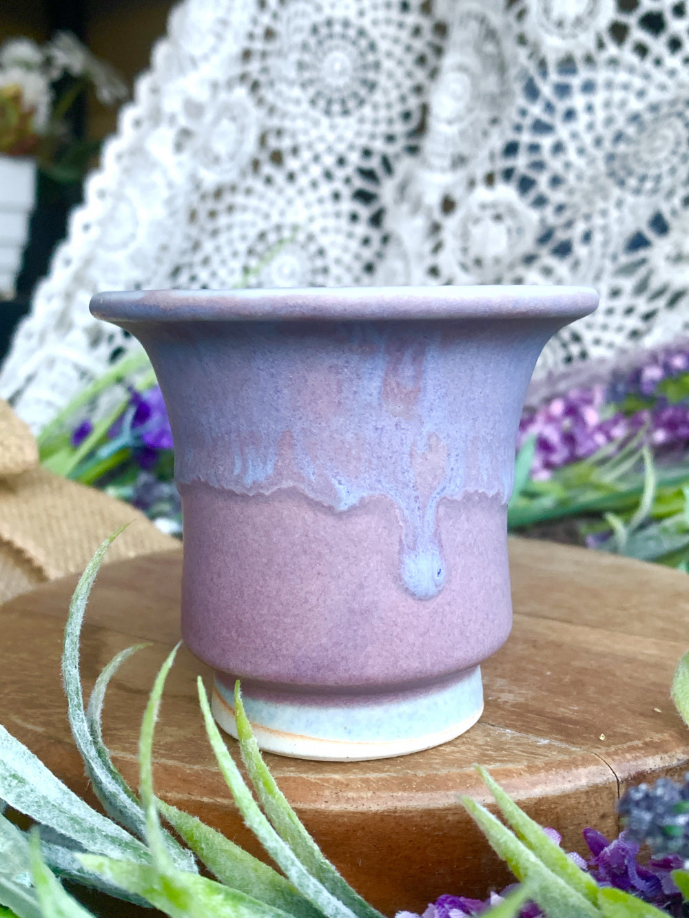 SC-SN0048 Unique Handmade Pottery Planter Pot - Pot rim diameter: 2.1"