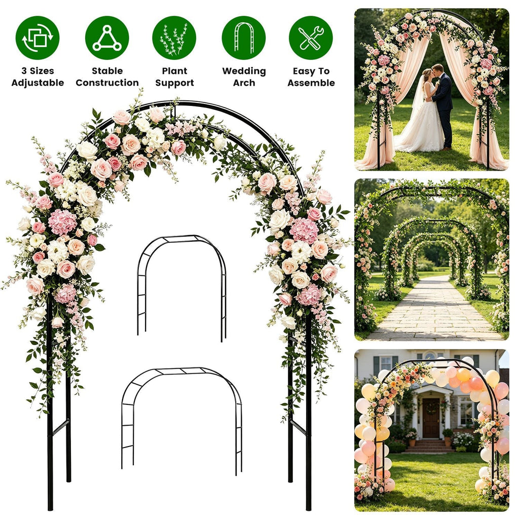 Adjustable Metal Garden Arch for Climbing Plants - 7.87ft