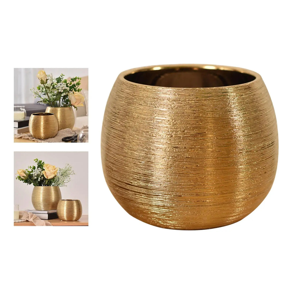 Ceramic Bowl Flowerpot & Houseplant Planter – Tabletop & Office Desk Container