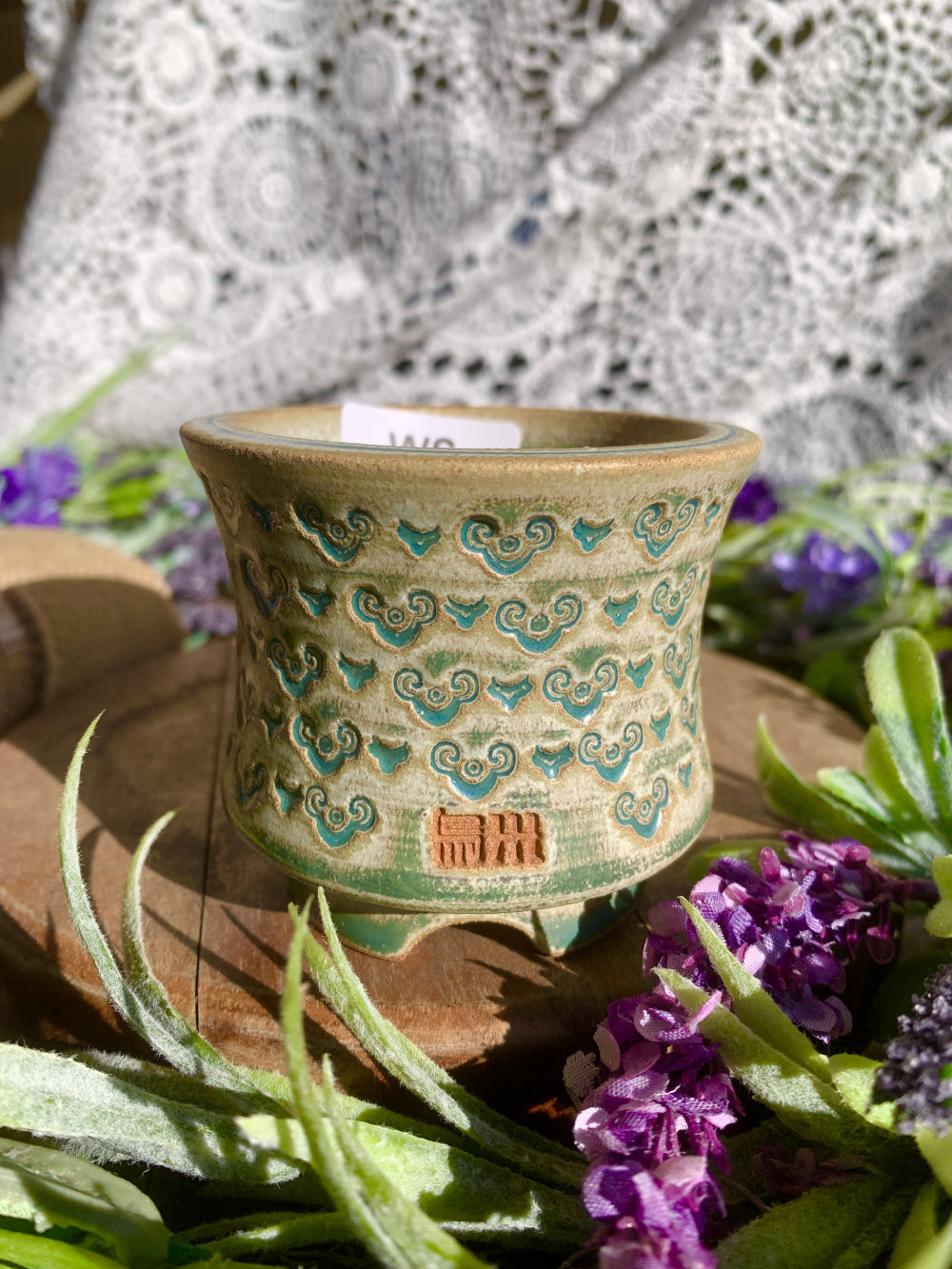 WS0017 Artisan Handcrafted Pottery Planter Pot - Pot rim diameter: 2.3"