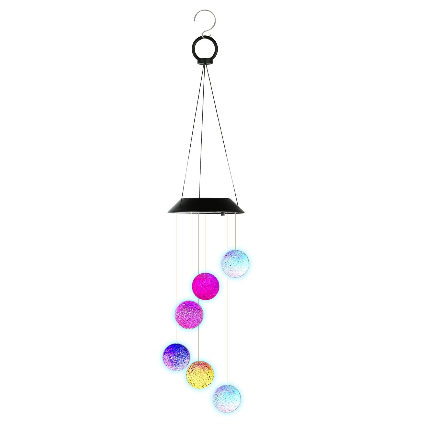 Solar Ball Wind Chime 7 Color Changing Wind Chime for Outside IPX4 Waterproof Outdoor Garden Yard Decor