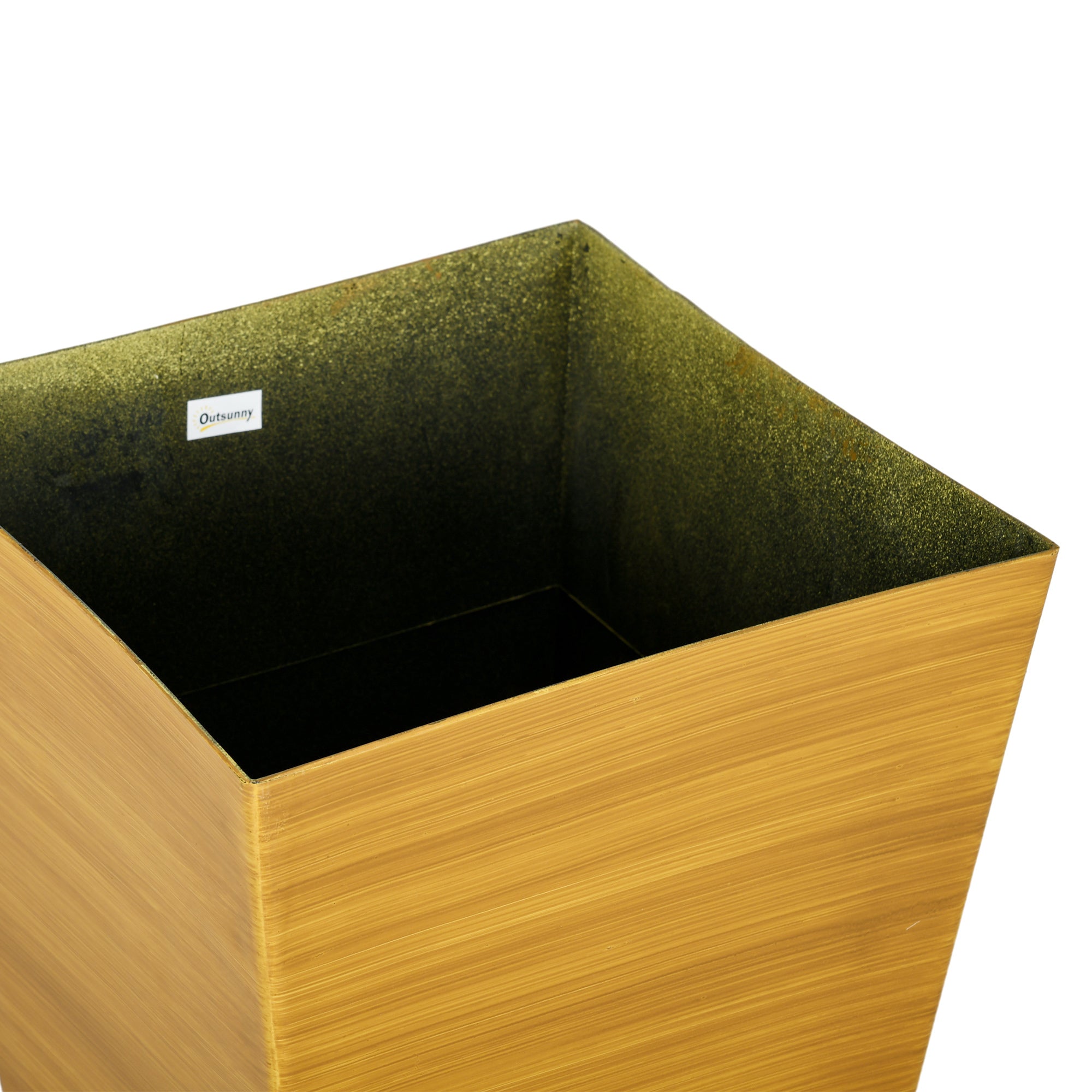 Outsunny 28' Tall Outdoor Planters Set of 3 with Drainage Holes Faux Wood Plastic Flower Pots for Garden Patio Tan