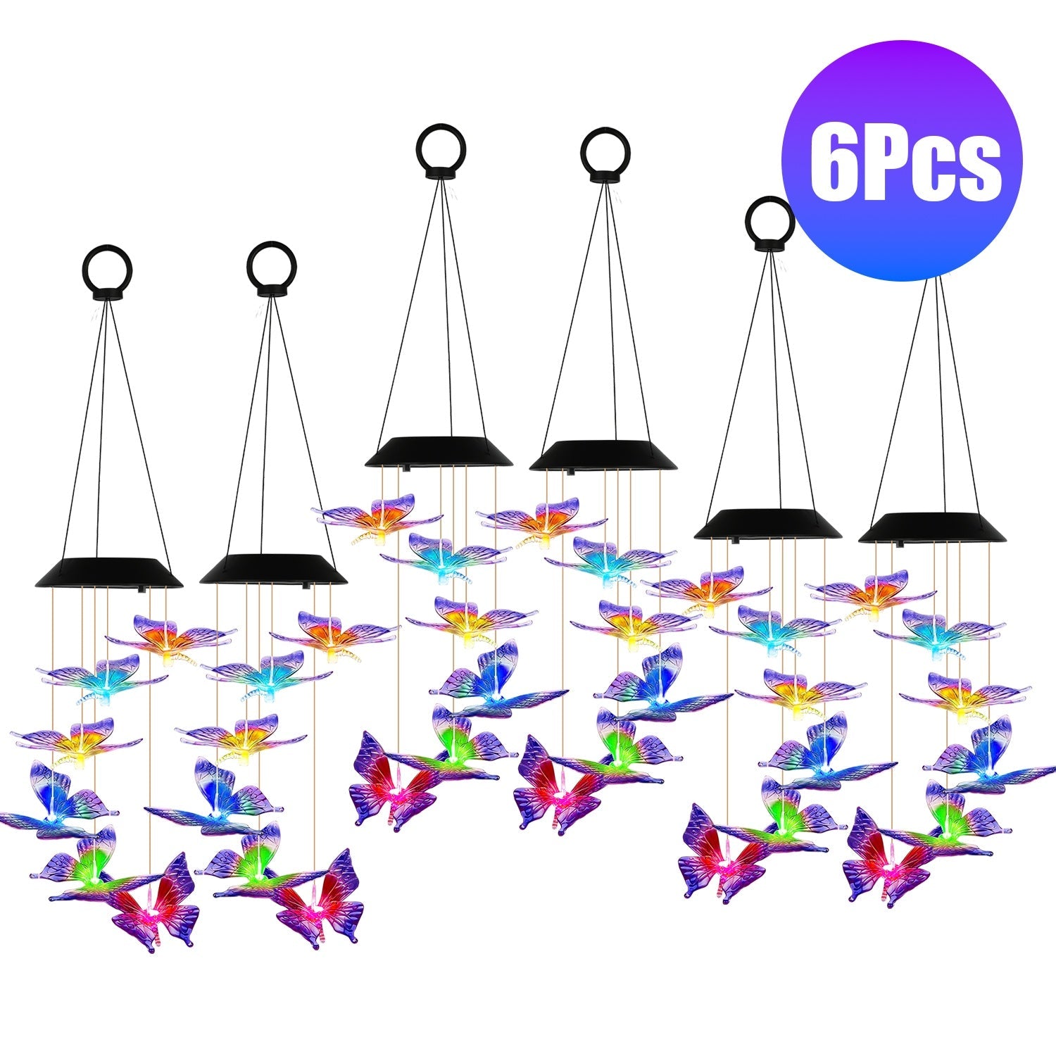 Solar Butterfly Wind Chime 7 Color Changing Wind Chime for Outside IPX4 Waterproof Outdoor Garden Yard Decor