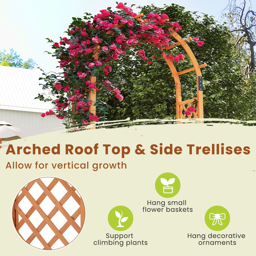 7.7 Feet Garden Arch Wooden Arbor for Climbing Plants