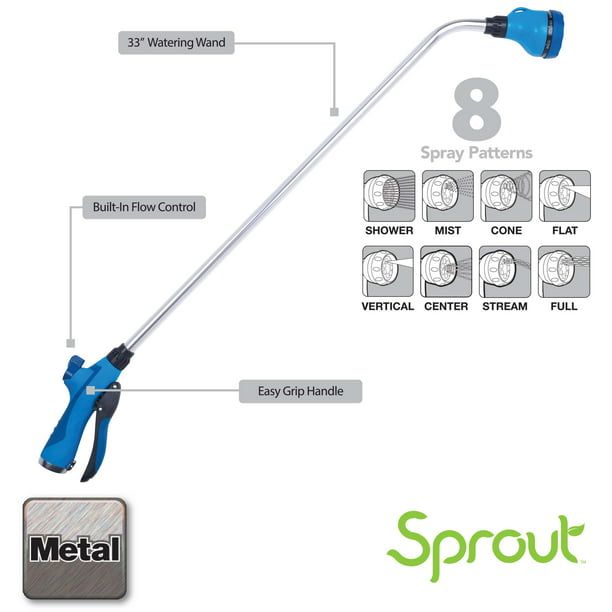 Sprout 8-Pattern 33" Watering Wand in Blue