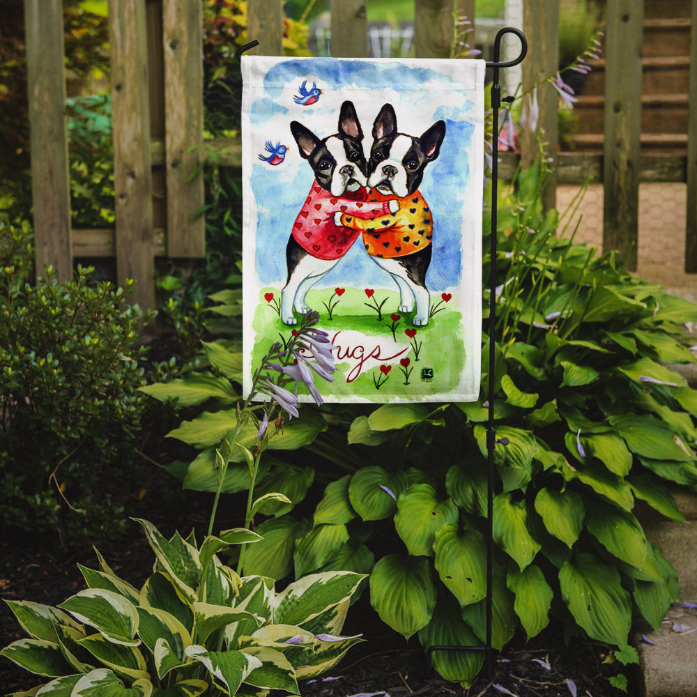 Hugs Boston Terrier Garden Flag – Decorative Outdoor Yard Flag