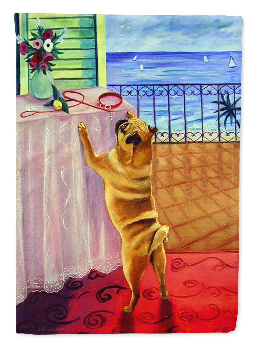 Helping Himself Pug Garden Flag – Decorative Outdoor Yard Flag