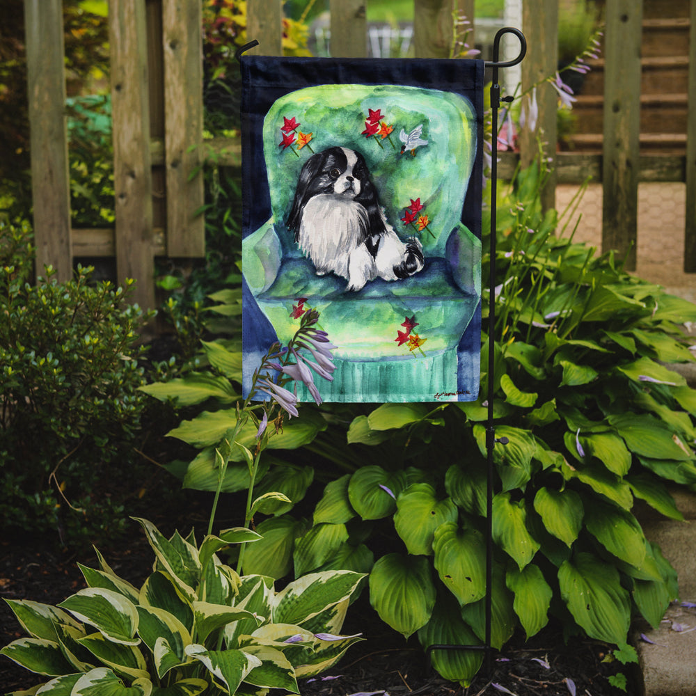 Japanese Chin in Momma's Chair Garden Flag – Decorative Outdoor Yard Flag
