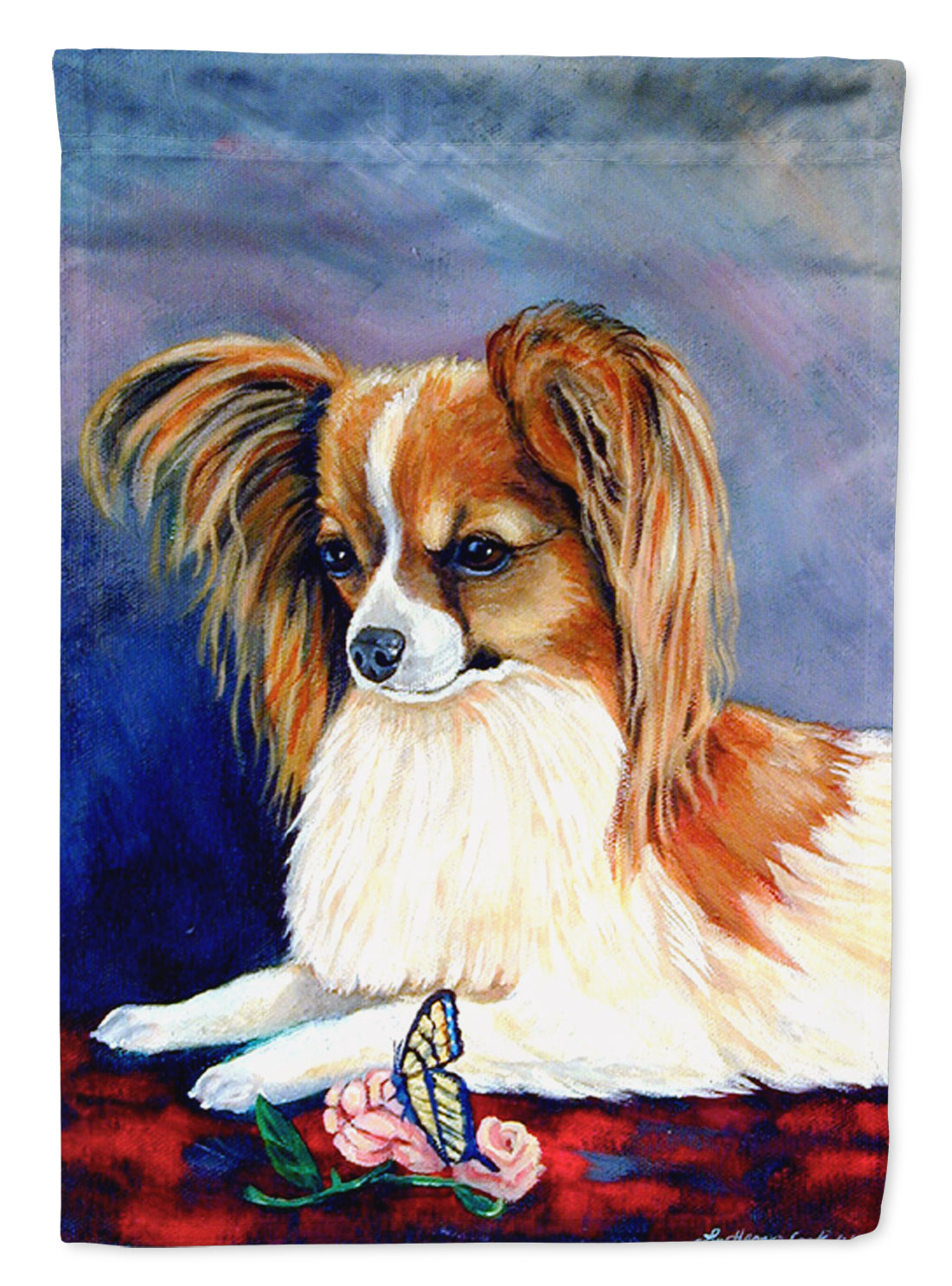 Sable Papillon with a Butterfly and rose Garden Flag – Decorative Outdoor Yard Flag