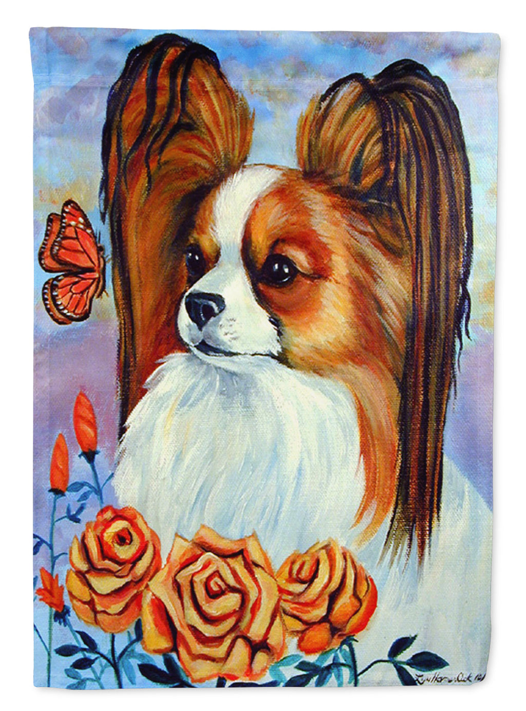 Papillon in the roses Garden Flag – Decorative Outdoor Yard Flag