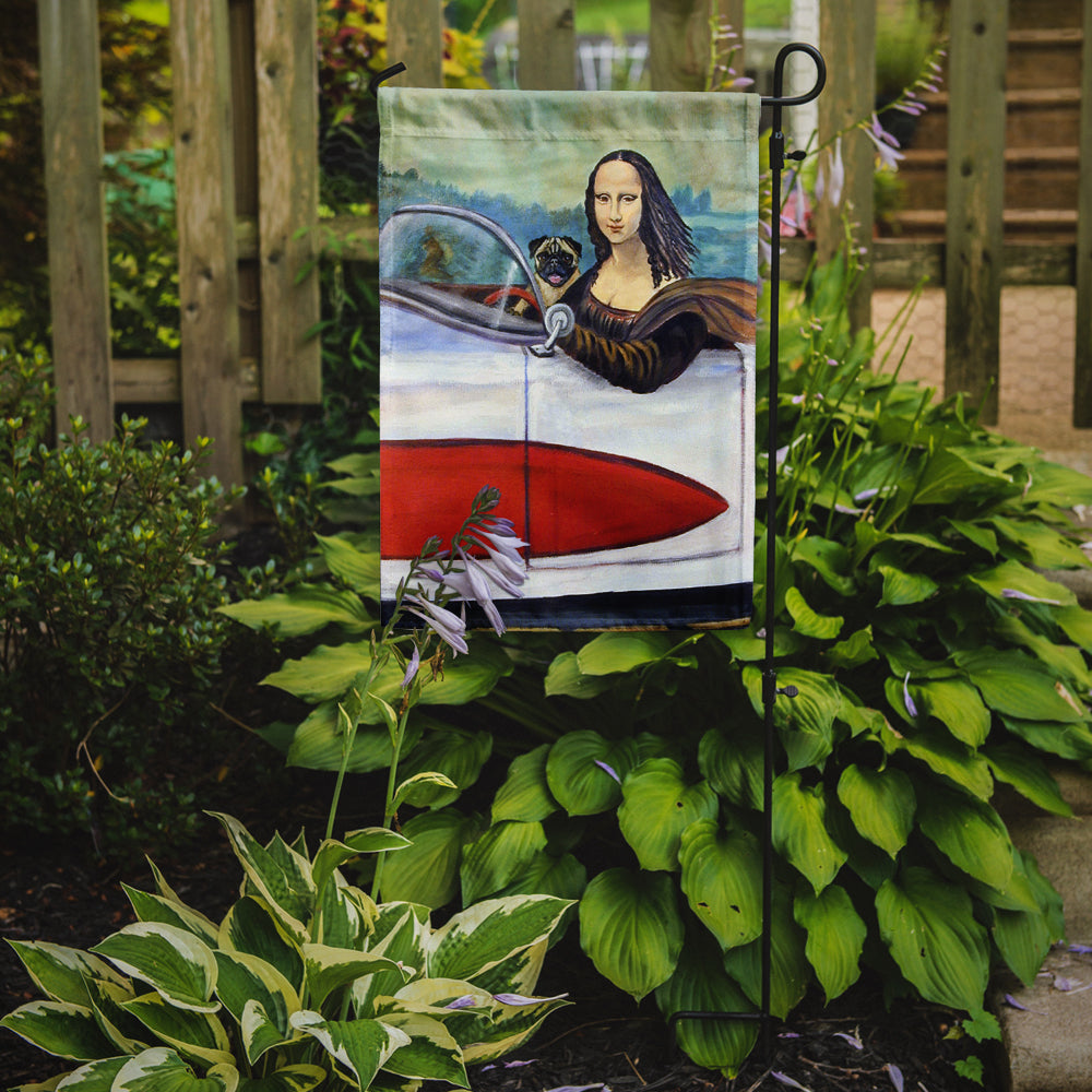 Pug and Mona Lisa Garden Flag – Decorative Outdoor Yard Flag