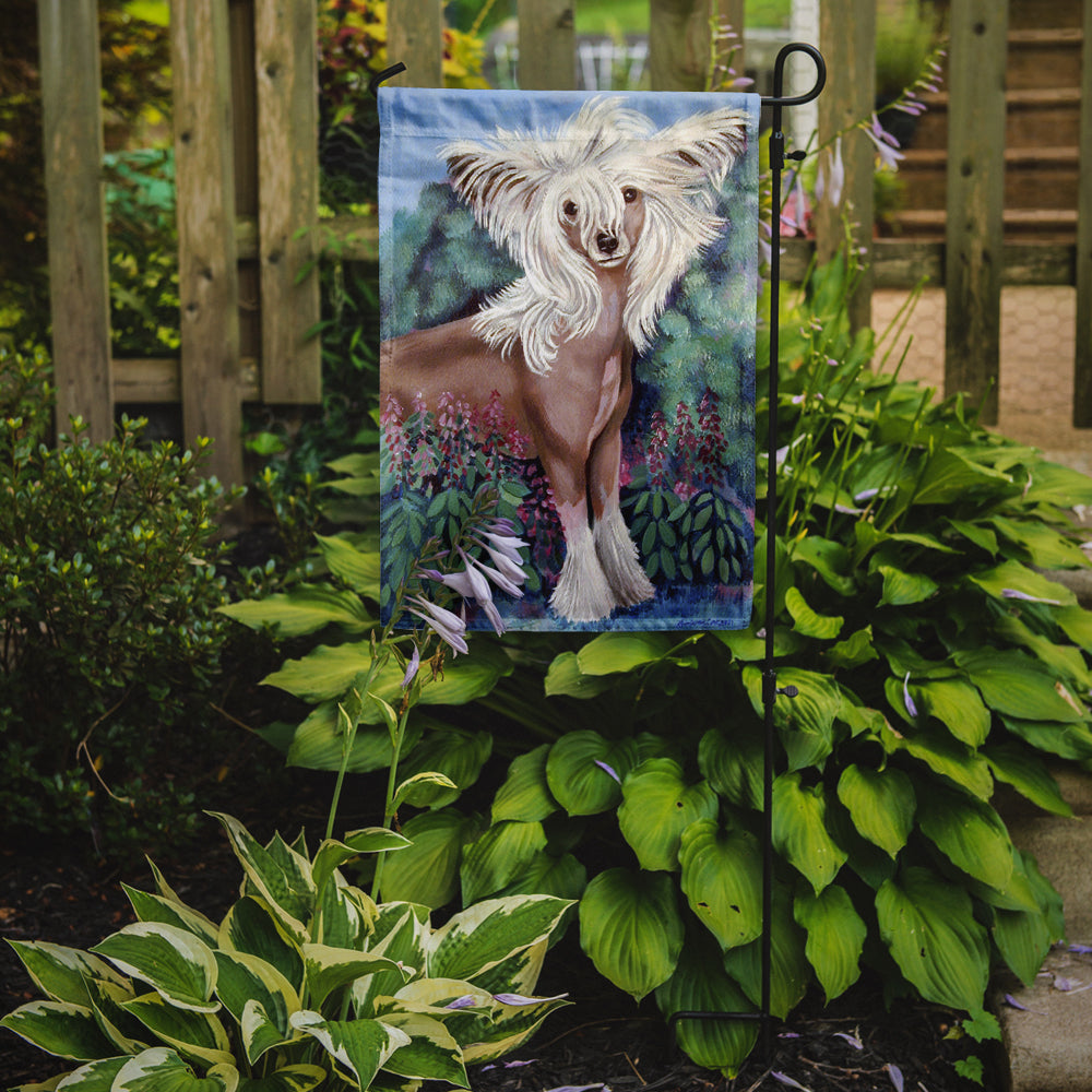 Chinese Crested in flowers  Garden Flag – Decorative Outdoor Yard Flag