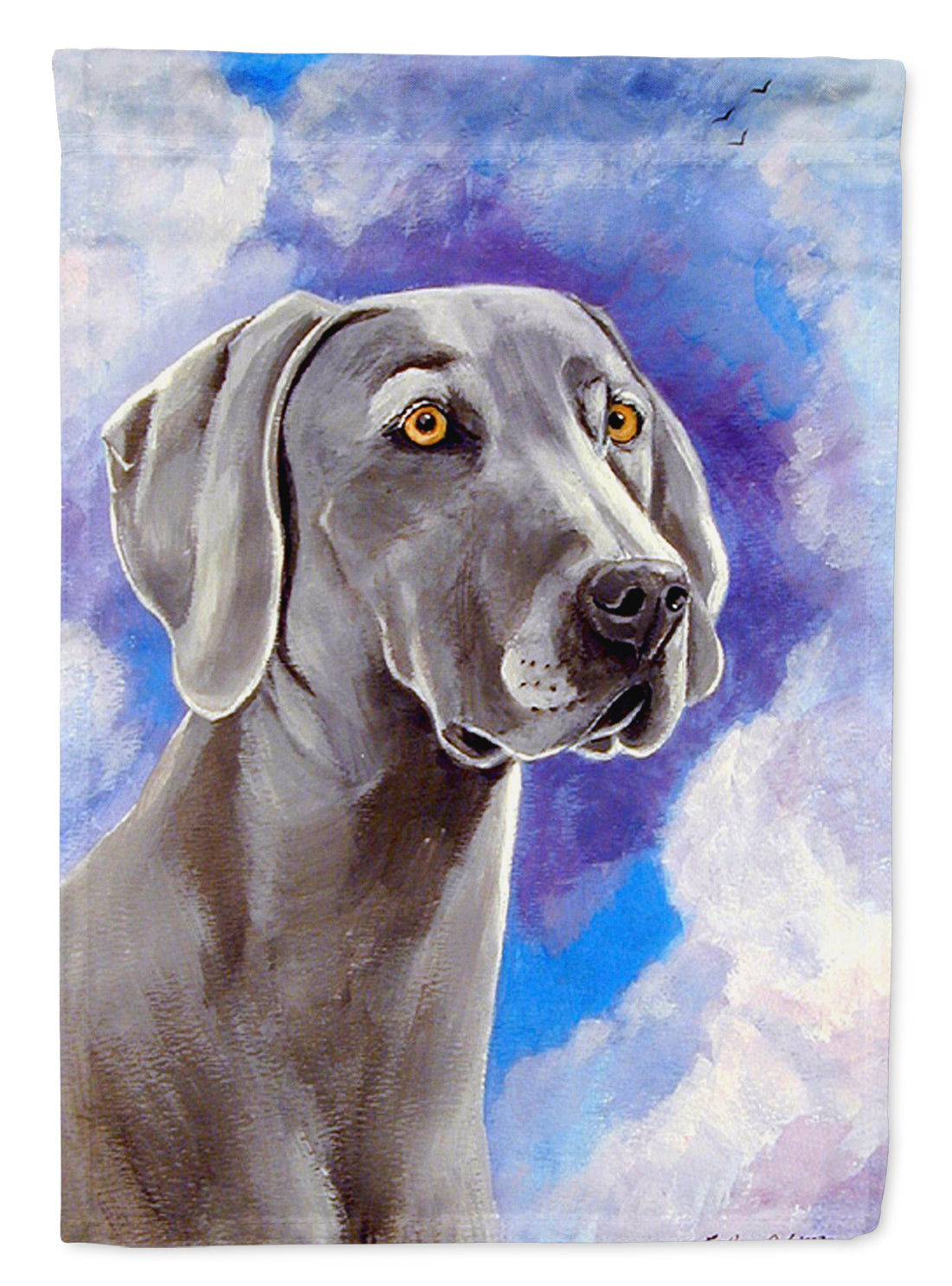 Azure Skies Weimaraner Garden Flag – Decorative Outdoor Yard Flag