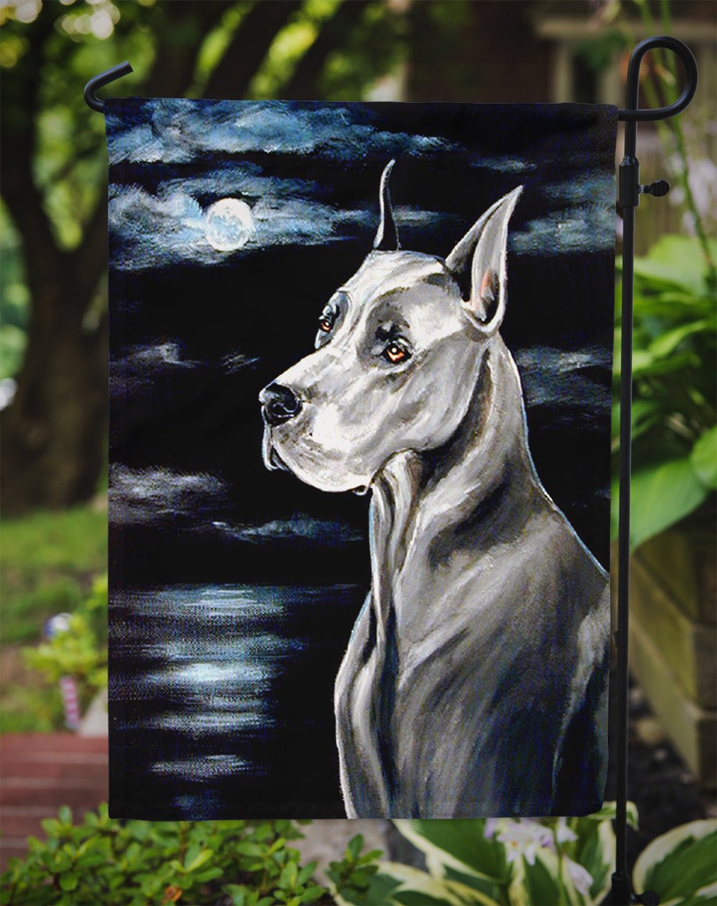 Great Dane in the moonlight Garden Flag – Decorative Outdoor Yard Flag