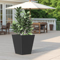 22' H Tall Metal Tapered Planter – Large Outdoor & Indoor Garden Plant Pot with Drainage Hole and Rubber Plug, Stylish Burnished Black Finish for Home and Patio