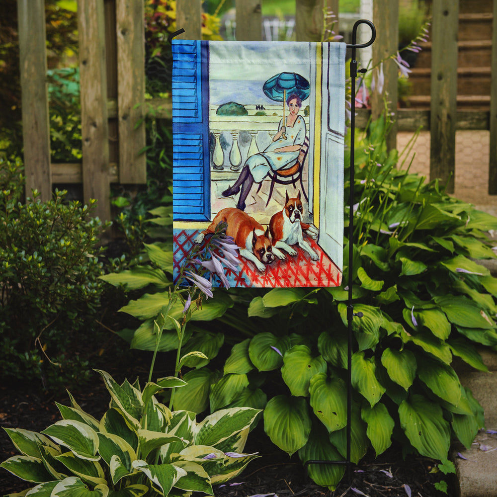 Lady with her Boxer Garden Flag – Decorative Outdoor Yard Flag