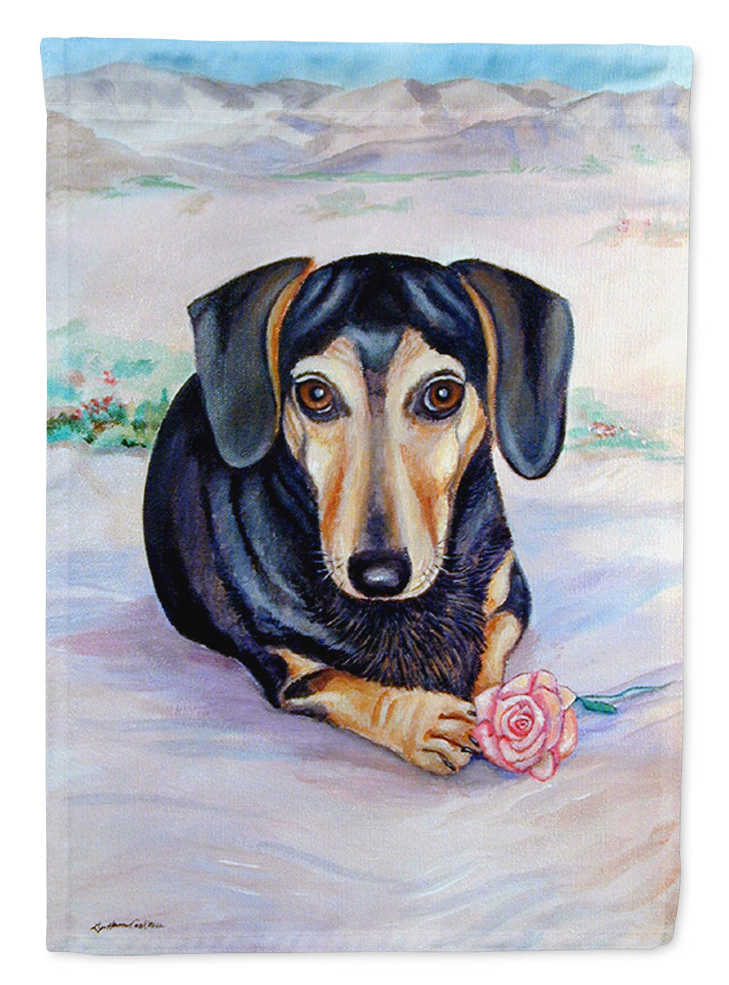 Black and Cream Dachshund Garden Flag – Decorative Outdoor Yard Flag