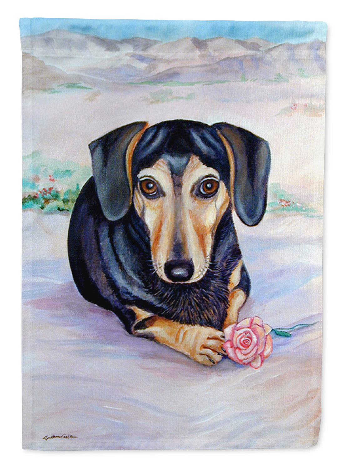 Black and Cream Dachshund Garden Flag – Decorative Outdoor Yard Flag