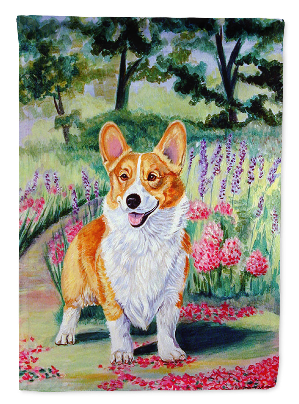 Corgi Springtime in the Garden Garden Flag – Decorative Outdoor Yard Flag
