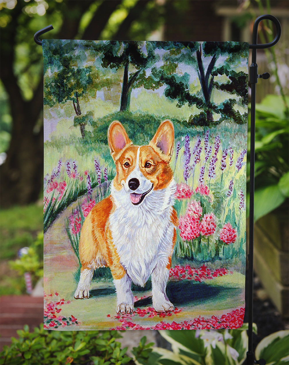 Corgi Springtime in the Garden Garden Flag – Decorative Outdoor Yard Flag