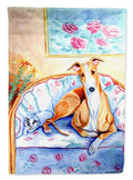 Whippet waiting on Mom Garden Flag – Decorative Outdoor Yard Flag
