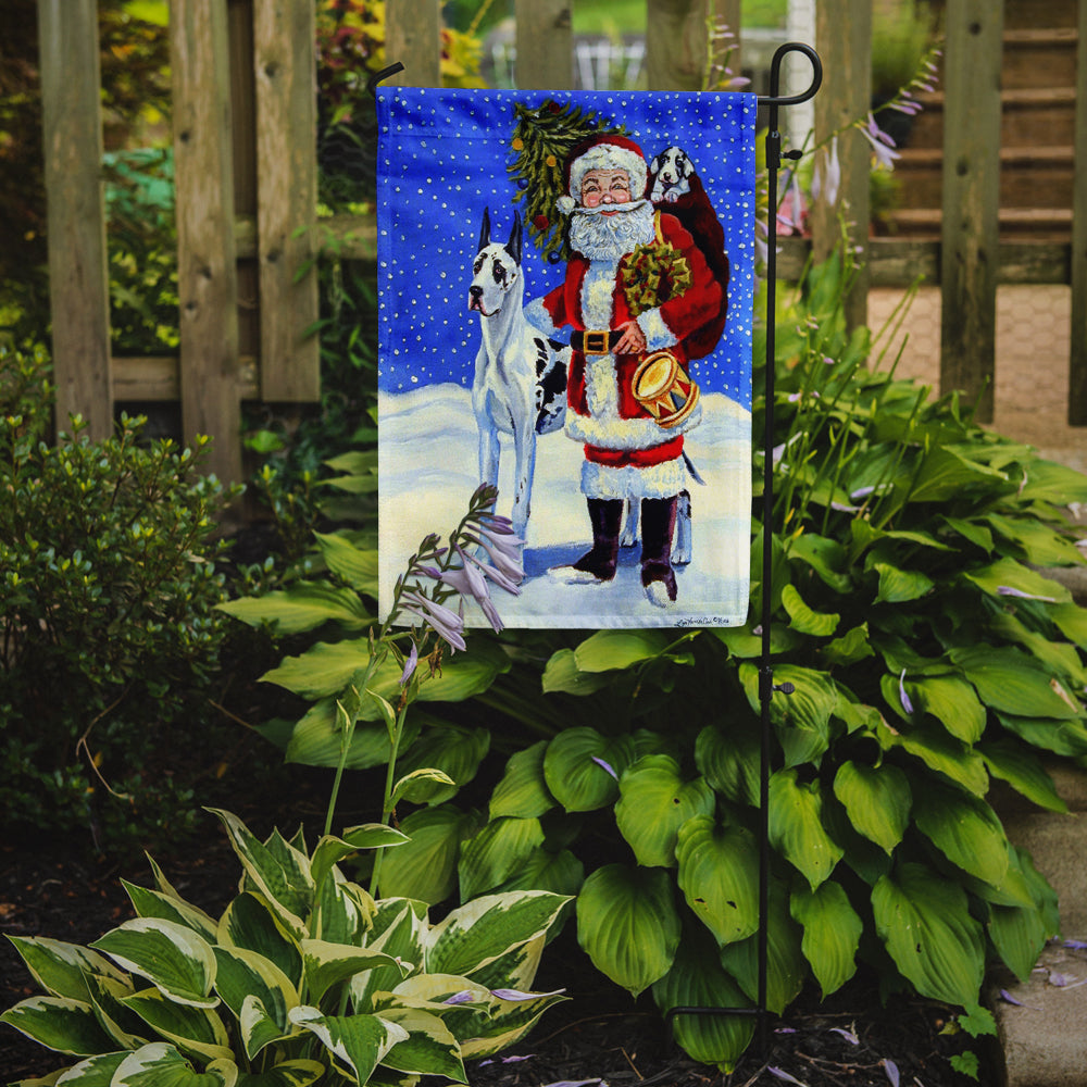 Harlequin Great Dane with Santa Claus Garden Flag – Decorative Outdoor Yard Flag