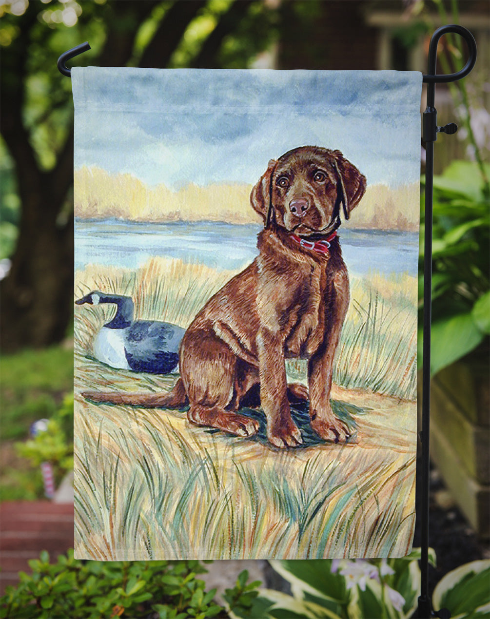 Chocolate Labrador Puppy Garden Flag – Decorative Outdoor Yard Flag
