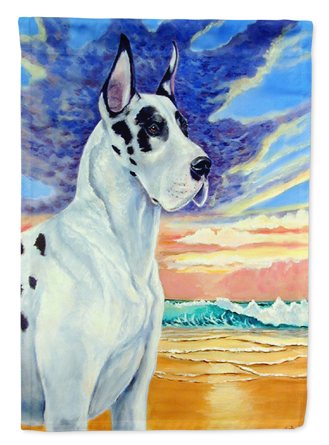 Great Dane Harlequin Dane at Sunset Garden Flag – Decorative Outdoor Yard Flag