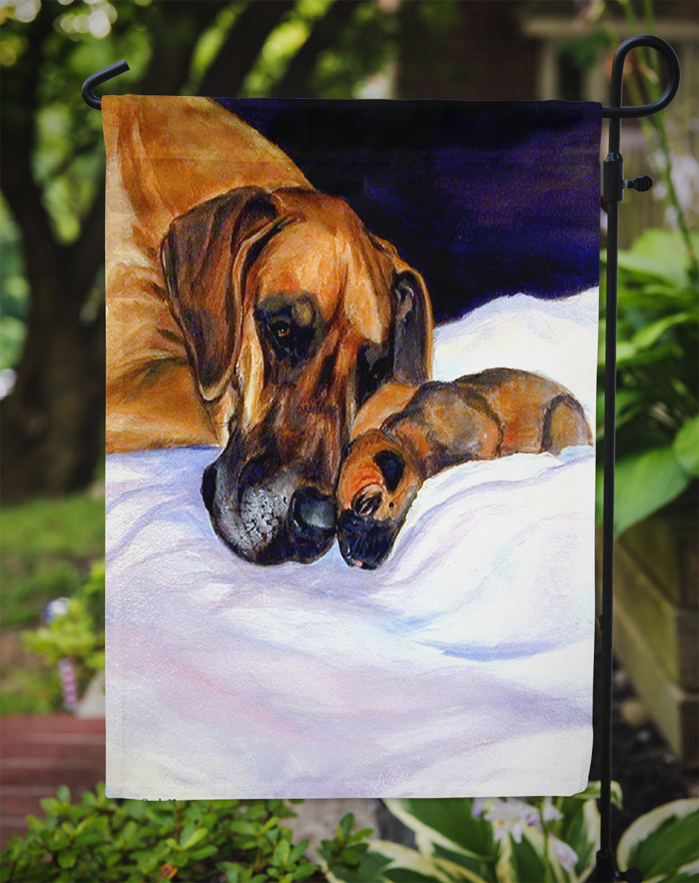 Fawn Natural Great Dane and Puppy Garden Flag – Decorative Outdoor Yard Flag
