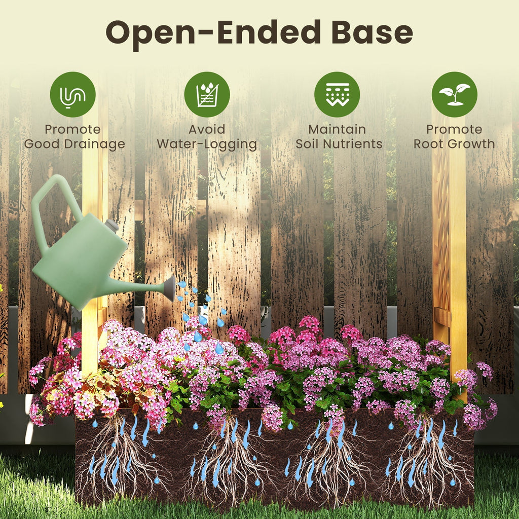 70 Inch Wooden Raised Garden Bed with Lattice Trellis-Natural