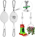 Plant Pulleys for Hanging Plants, Heavy Duty Retractable Hangers, 304 Stainless Steel Rope, Auto Plant Holder, Adjustable Climbing Hook for Garden Baskets Watering, or Bird Feeders 2PC (White)