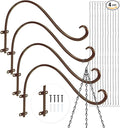 Plant Hangers Outdoor, 4 Pack 12 Inch Plant Hooks for Wall Metal Plants Hanging Bracket for Bird Feeder, Flower Baskets, Wind Chimes, Lanterns, Indoor Outdoor, Bronze