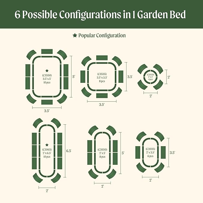 Vego garden Raised Garden Bed Kits, 17" Tall 6 in 1 Modular Metal Raised Planter Bed for Vegetables Flowers Patio Ground Planter Box-Pearl White