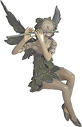 Design Toscano Fairy of the West Wind Shelf Sitting Garden Statue, 19 Inch Tall, Cast Stone Resin, Two Tone Stone Finish