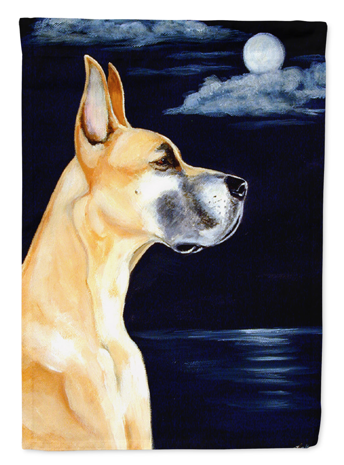 Fawn Great Dane in the Moonlight Garden Flag – Decorative Outdoor Yard Flag