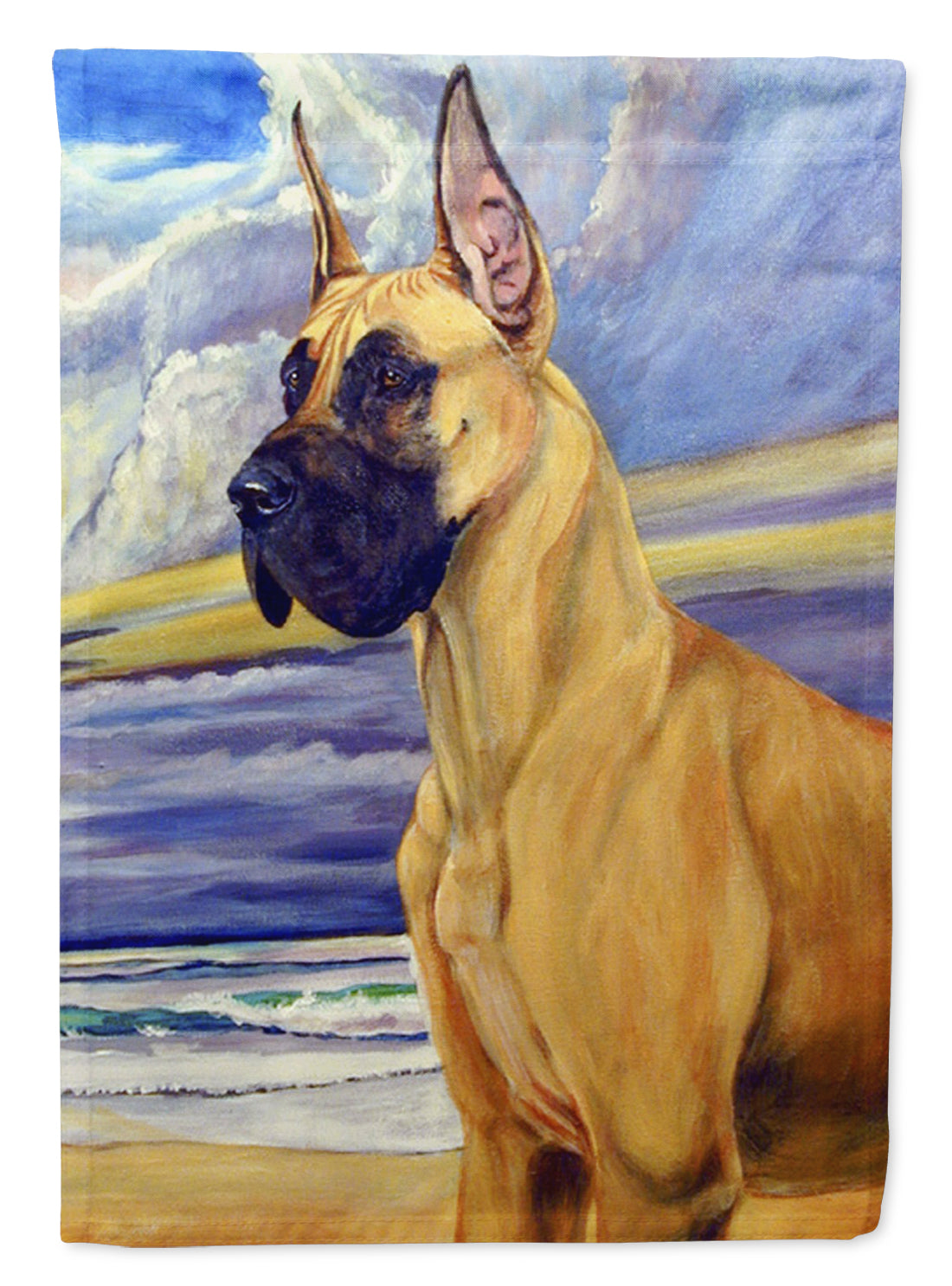 Fawn Great Dane at the beach Garden Flag – Decorative Outdoor Yard Flag