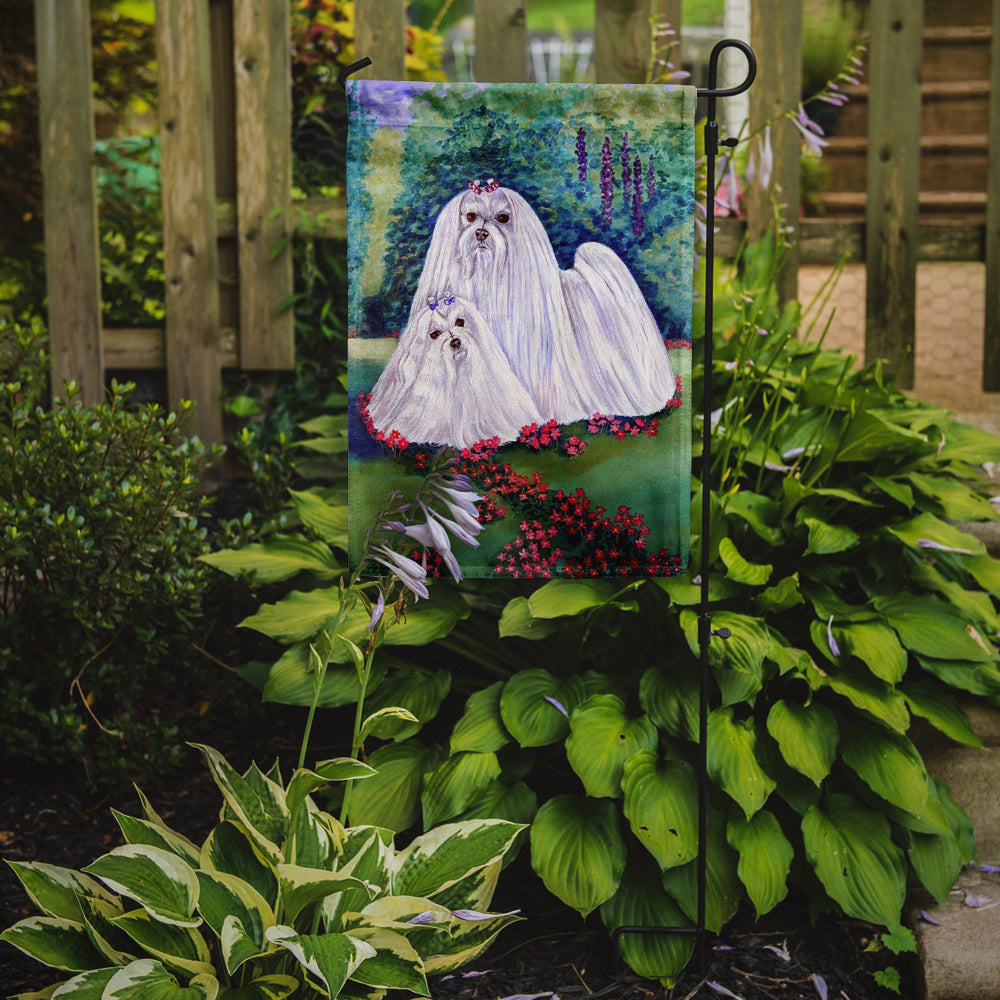 Maltese and puppy Garden Beauties Garden Flag – Decorative Outdoor Yard Flag