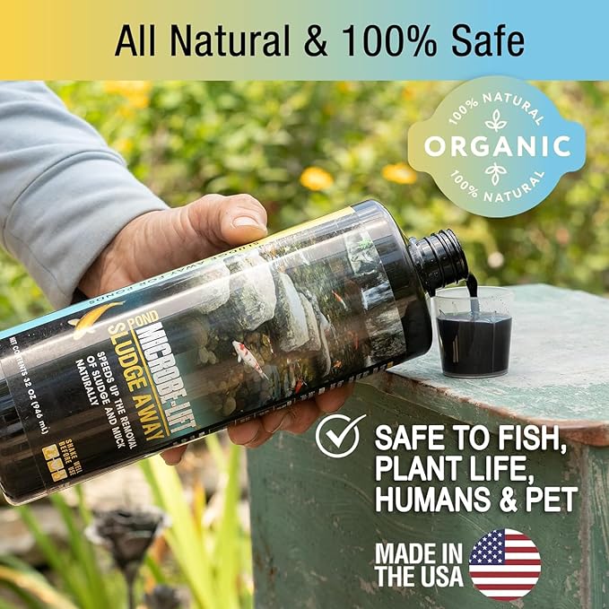MICROBE-LIFT MLXSA5G Sludge-Away Pond and Outdoor Water Garden Sludge and Muck Remover, Safe for Live Koi Fish, Plant Life, and Decor, 5 Gallons