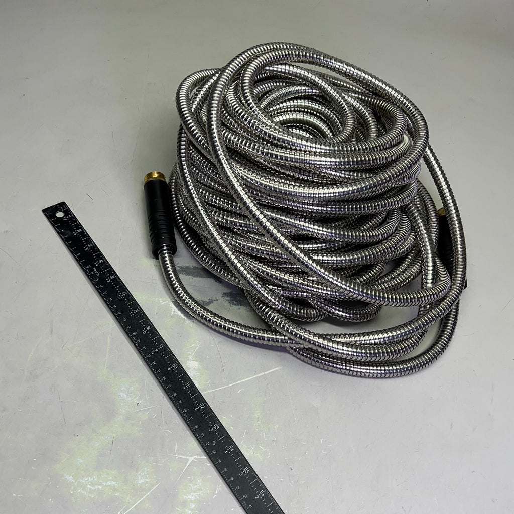 HYPER HOSE Metal Garden Hose Kit No-Kink 316 Stainless Steel Leak Proof 100'