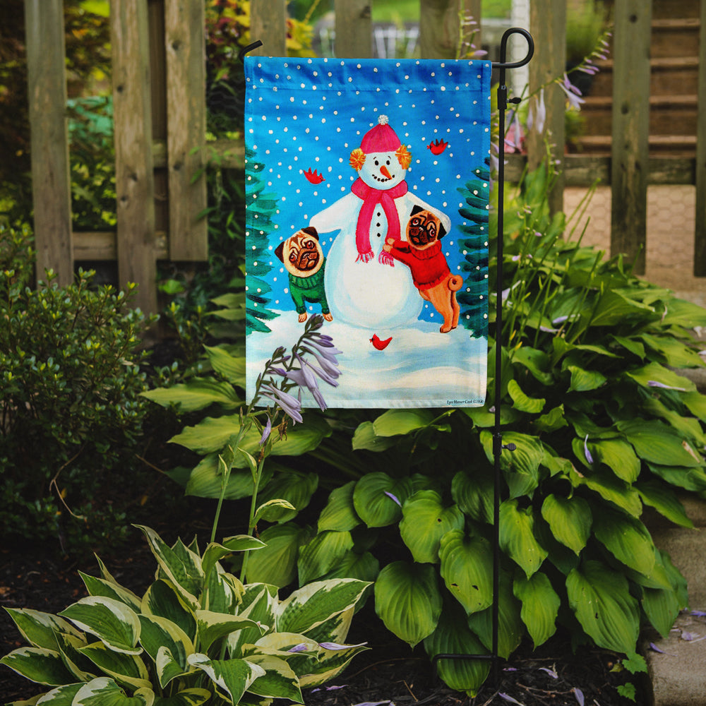 Snowman with Pug Winter Snowman Garden Flag – Decorative Outdoor Yard Flag