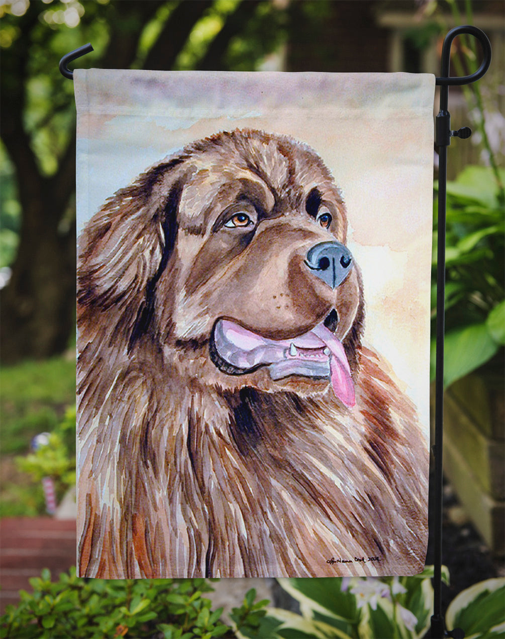 Chocolate Brown Newfie Newfoundland Garden Flag – Decorative Outdoor Yard Flag