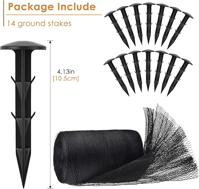 PACETAP Pond Netting Kit 15 x 20 Ft for Leaves, Heavy Duty Koi Pond Cover, Pool Protective Cover Netting with Stakes Protecting Koi Fish from Birds, Cats, Predators